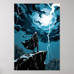 Poster Œuvre d'art murale du guerrier de la falaise de te