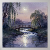 Poster Oeuvre d'art murale du pont au clair de lune Paysa (Devant)
