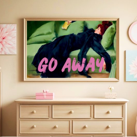 Poster Œuvre d'art murale éloigne-toi, portrait de femme