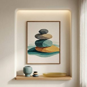 Poster Œuvre d'art murale en cairn équilibré pour intérie