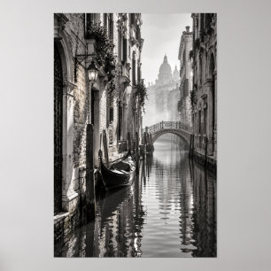 Poster Œuvre d'art murale en noir et blanc de gondole du
