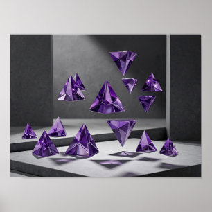 Poster Œuvre d'art murale en tétraèdres de cristal violet