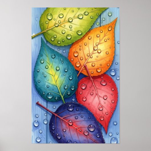 Poster Œuvre d'art murale. Feuilles colorées (Devant)