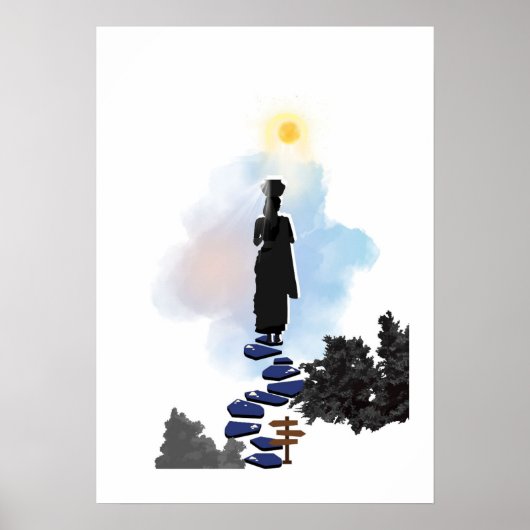 Poster Œuvre d'art murale - Fille solitaire sur la collin (Devant)