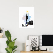 Poster Œuvre d'art murale - Fille solitaire sur la collin (Bureau à domicile)
