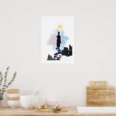 Poster Œuvre d'art murale - Fille solitaire sur la collin (Cuisine)