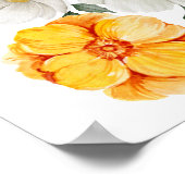 Poster Œuvre d'art murale florale jaune blanc (Coin)