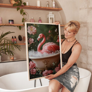 Poster Œuvre d'art murale florale tropicale flamant rose