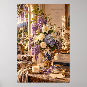 Poster Œuvre d'art murale florale Wisteria vintage