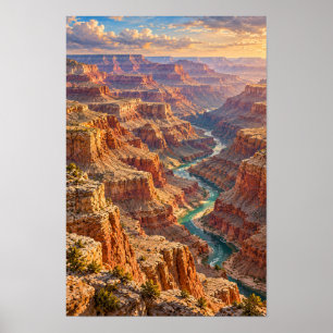 Poster Œuvre d'art murale Grand Canyon Colorado River Sun