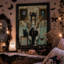 Œuvre d'art murale Halloween de fée gothique fantô