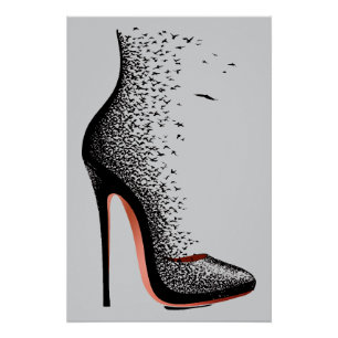 Poster Oeuvre d'art murale High Heel Birds – Chaussure de