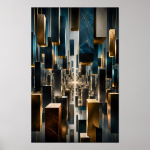 Poster Œuvre d'art murale infinie de monolithe flottant