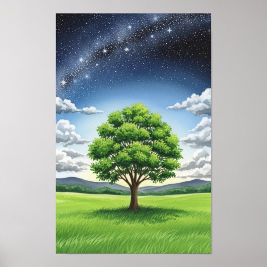 Poster Œuvre d'art murale. L'arbre solitaire (Devant)