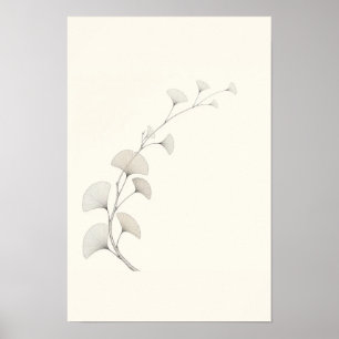 Poster Œuvre d'art murale minimaliste de branche de Ginkg