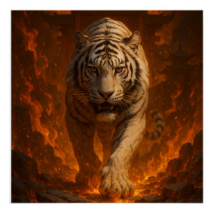 Poster Œuvre d'art murale premium Volcanic White Tiger –