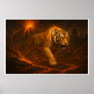 Poster Œuvre d'art murale Premium Volcanic White Tiger – 