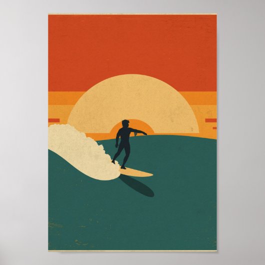 Poster Œuvre d'art murale Rétro Surf Côtière Coucher de s (Devant)