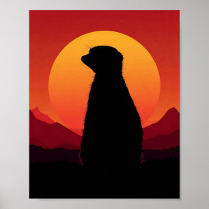 Poster Œuvre d'art murale silhouette de coucher de soleil