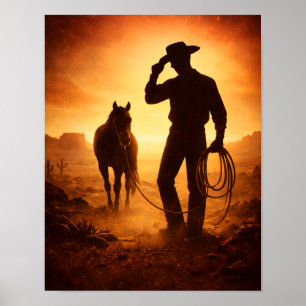 Poster Œuvre d'art murale silhouette occidentale