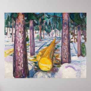 Poster Œuvre d'art murale vintage 1912 de Munch, forêt de