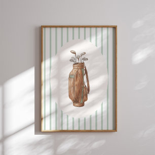 Poster Œuvre d'art murale vintage sac de golf