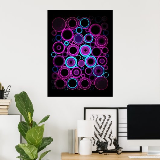 Poster Œuvre d'art numérique Matrix Synthwave Électrique (Bureau à domicile)