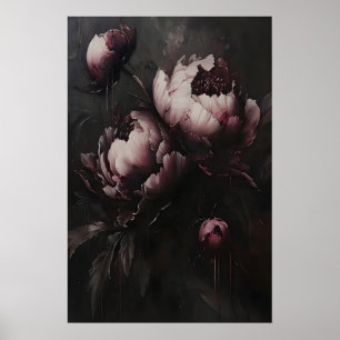 Poster Œuvre d'art Pivoine Sombre Fleurie Nature morte d'