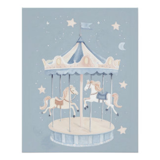 Poster Œuvre d'art pour nurserie carrousel, Impression mi