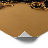 Poster Œuvre d'art Rose Dorée avec Élément Décoratif Orné (Coin)