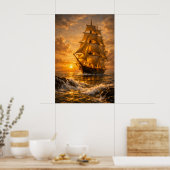 Poster Œuvre d'art sur le mur de la mer (Cuisine)