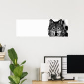 Poster Oeuvre de loup gris noir et blanc (Bureau à domicile)