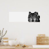 Poster Oeuvre de loup gris noir et blanc (Cuisine)