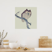 Poster Oeuvre de nuit japonaise de la Chouette couchée (Cuisine)