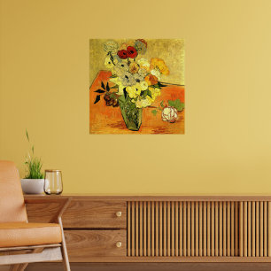 Poster Œuvre de Van Gogh, Vase japonais avec Roses,