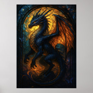 Poster Oeuvre d'Imaginaire de dragon de verre tendu
