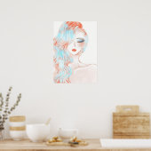 Poster OEuvre d'une fille couleur néon (Cuisine)