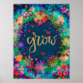 Poster Oeuvre Florale Bleue Inspirant Croissance Inspirit (Devant)