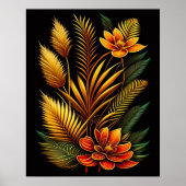 Poster Oeuvre Florale Orange Tropical (Devant)