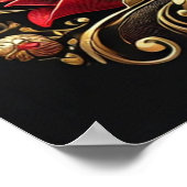 Poster Oeuvre luxueuse Red Rose et Gold Heart (Coin)