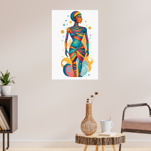 Poster Oeuvre moderne Abstraite de momie aux couleurs viv
