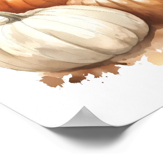 Poster OEuvre murale d'automne, Décor Citrouille d'automn (Coin)