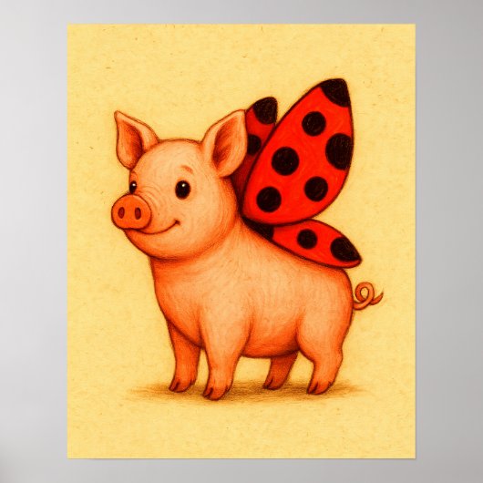 Poster OEuvre murale de cochon, OEuvres de Ladybug (Devant)