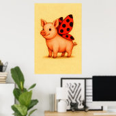 Poster OEuvre murale de cochon, OEuvres de Ladybug (Bureau à domicile)