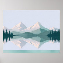 OEuvre murale de deux montagnes aux couleurs calme