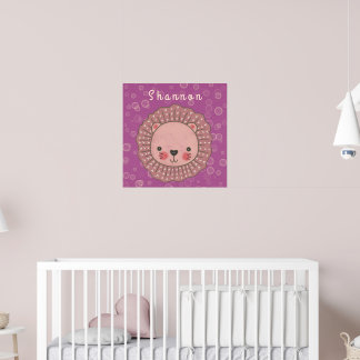 Poster OEuvre murale de Lion personnalisée pour enfants