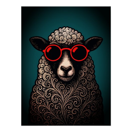 Poster Oeuvre murale de moutons cool (Devant)