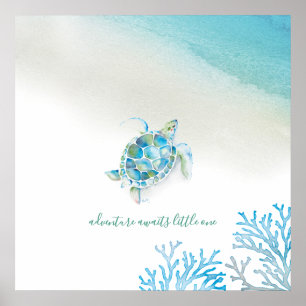 Poster OEuvre murale de tortue de mer pour pépinière