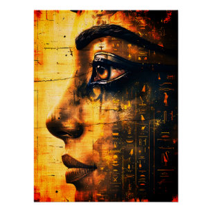 Poster Œuvre murale du pharaon égyptien doré – Histoire a