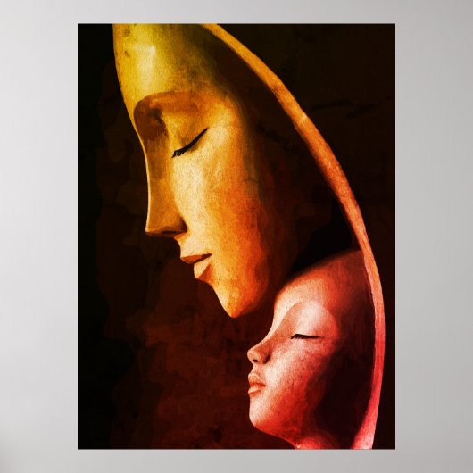 Poster Œuvre murale mère et enfant (Devant)